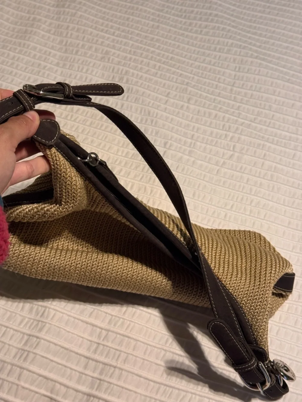 The Sak Woven Shoulder Bag with Brown Trim - Picture 4 of 5